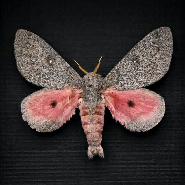 Real pink Hubbard's Silk Moth framed taxidermy - Sphingicampa hubbardi