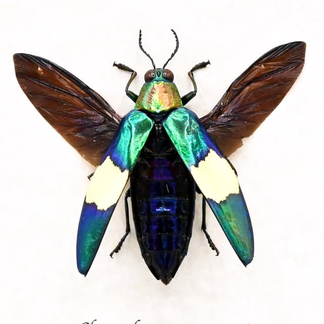 Real metallic Jewel beetle framed taxidermy - Chrysochroa maruyamai