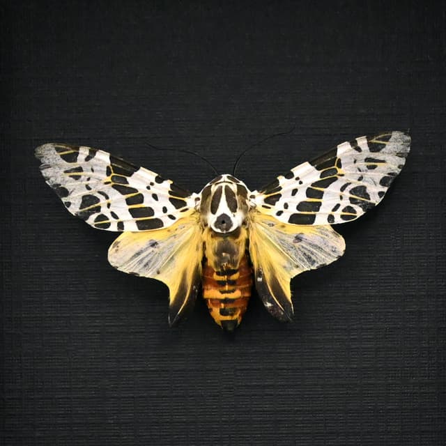 Real Leopard moth framed taxidermy - Hypercompe laeta